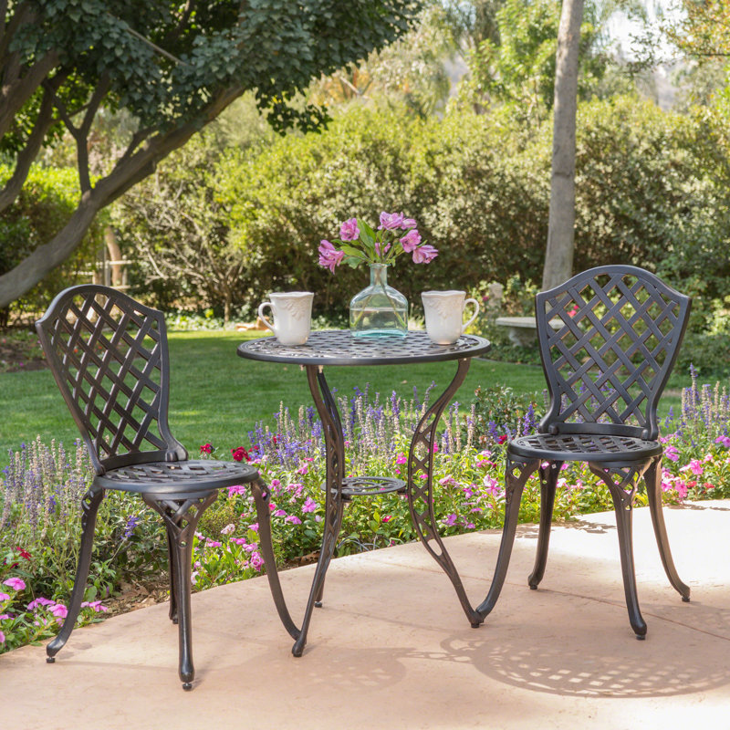 Fleur De Lis Living Grassingt Round 2 Person 23.5 Long Aluminum Bistro Set Reviews Wayfair
